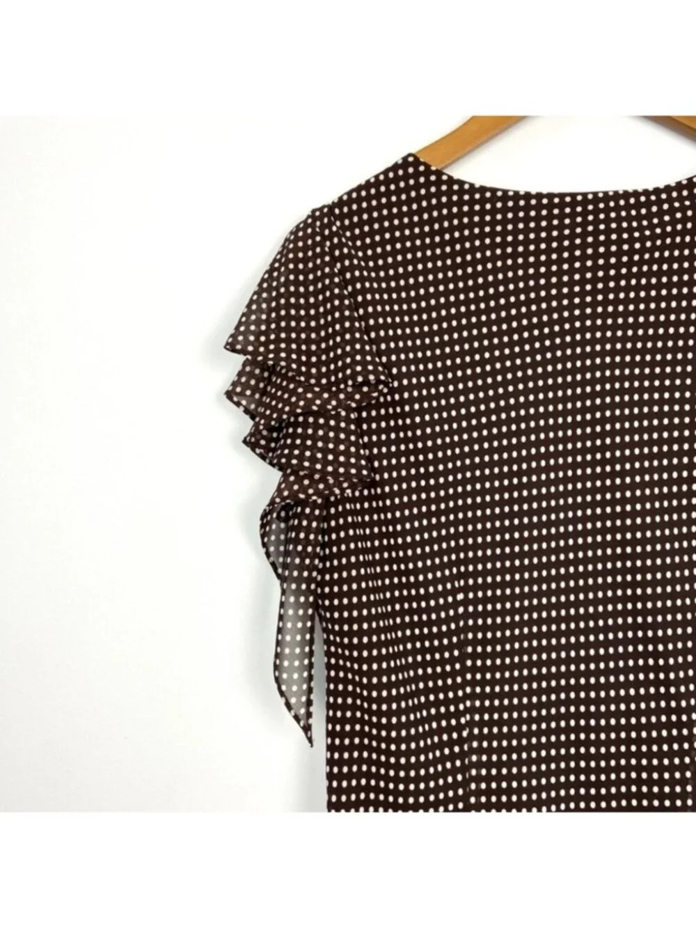 Vintage Brown J.B.S LTD Polka Dot Ruffle Dress
